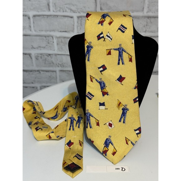 Tommy Hilfiger Other - Vintage Tommy Hilfiger Yellow 100% Italian Silk Necktie Nautical Flags USA
